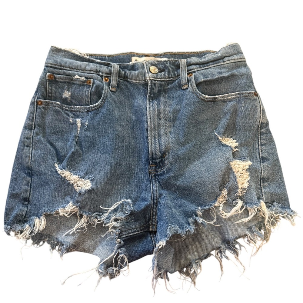 Abercrombie &‎ Fitch Curve Love The Mom Short High Rise Distressed Denim 29 8